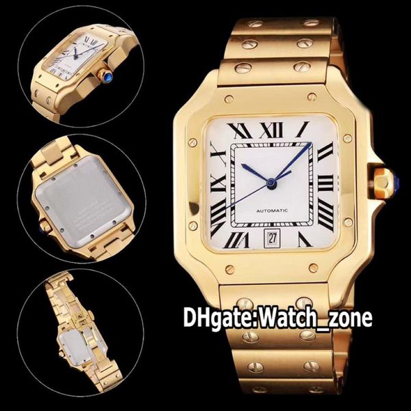 Nuova data 100xl di lusso WGSA0029 Diascura bianca MENS AUTOMATICA MENTRO GOLLO GOLLO GOLD BRACETTO SPORT SPORT OROLOGI