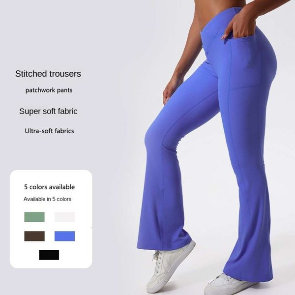 Lu alinhamento de calça de perna larga de calça larga Corrente transversal de ioga Pilates respiráveis Pilates Leggings Faixa macia e elástica Elastic Type LL Lemon Gym Wor