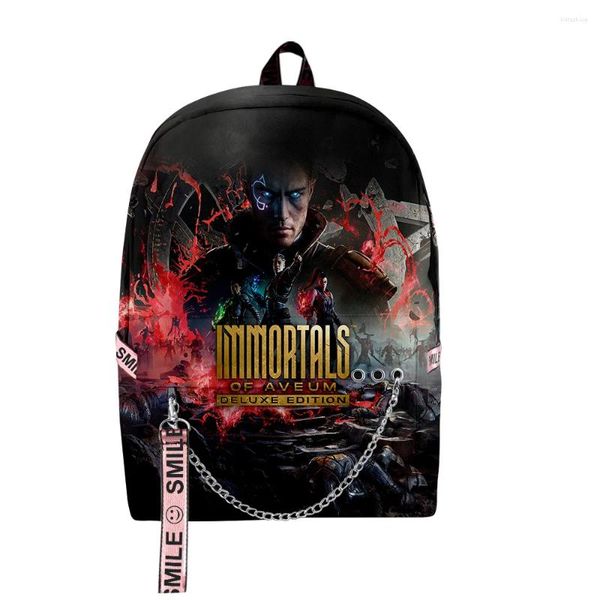 Backpack Immortals of Aveum 2024 Game Zipper Rucksack Style Casual Harajuku Saco de viagem exclusiva