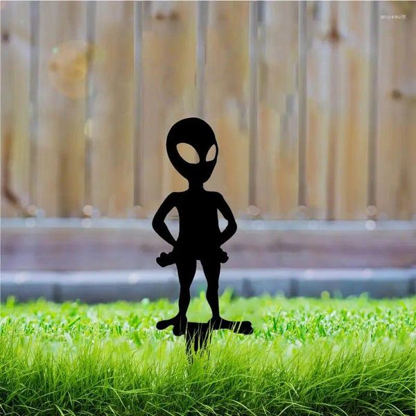 Estatuetas decorativas silhueta alien silhuette sinal de jardim com estacas Inserir decoração para pátio de pátio home pátio de jardim de arte decoração de arte primavera