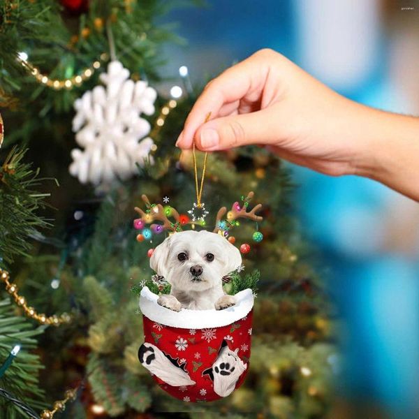 Estatuetas decorativas enfeites de natal pendurar decoração presente de cachorro fofo cão de desenho animado de árvore genealógica Pingente Personalizar