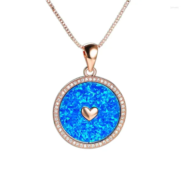 Colares pendentes 2024 Mulheres fofas Coração de colar geométrico Acessórios de joias de festa da moda imitação branca/azul opala para