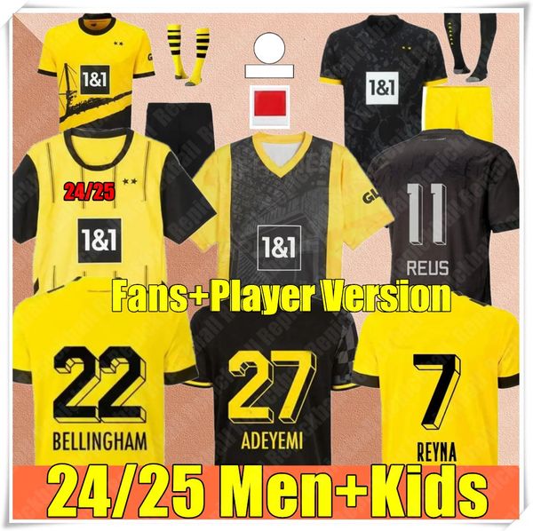 24 25 Haller Soccer Jerseys REUS 2023 2024 Borussia Soccer 50th Football Rube Neongelb Hummels Brandt Dortmund Высококачественный мужской детский специальный комплект все черные рубашки