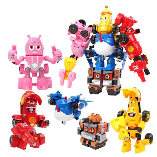 Creative Funny Animal Larva deformação Robô Transformação Mech Warrior Figura Conjunto de crianças Toys Birthday Gifts 240508