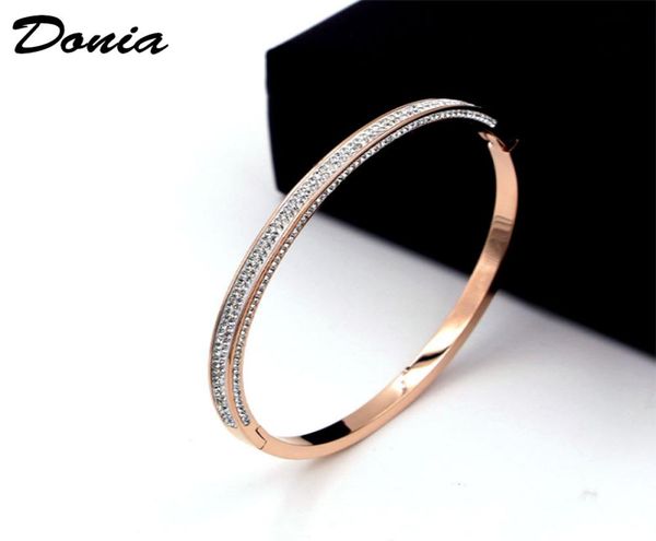 Donia Jewelry Luxury Bangle Европейская и американская мода преувеличенная полная алмазная титановая стальная микроинделическая циркона браслета DES1619347