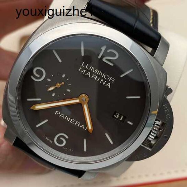 Punto superior de pulso Panerai Titanium Metal Luminor Series Pam 00351 Relógio de 44mm Relógio Relógio Mechanical Watch Watch