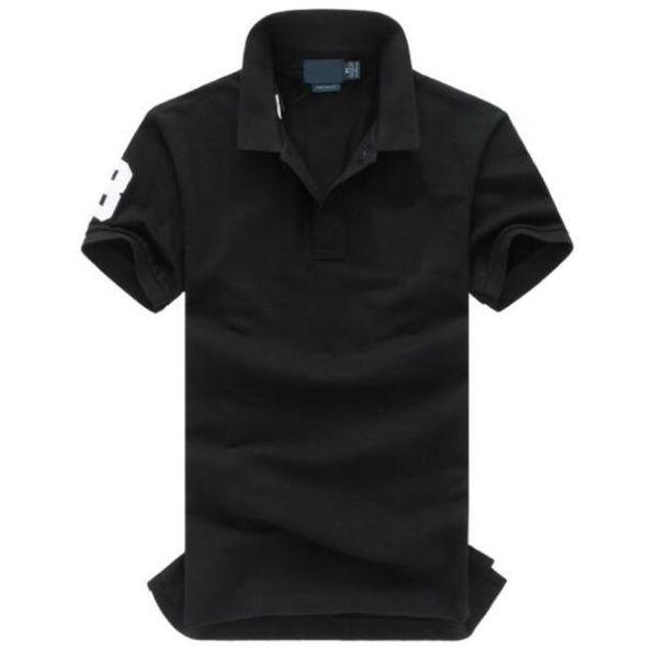 European Fashion Mens Casual Polo Shirts Amerikaner Kurzarm Solid Polos Big Pony bedrucktes Baumwollrennen Tee T -Shirt Schwarz Weiß 4647867