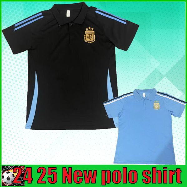 24 25 Argentinien Fußball Polo Shirt Trikots Messis Mac Allister Dybala di Maria Martinez de Paul Männer Polo Shirts Fußball T Shirt Spezielle Version