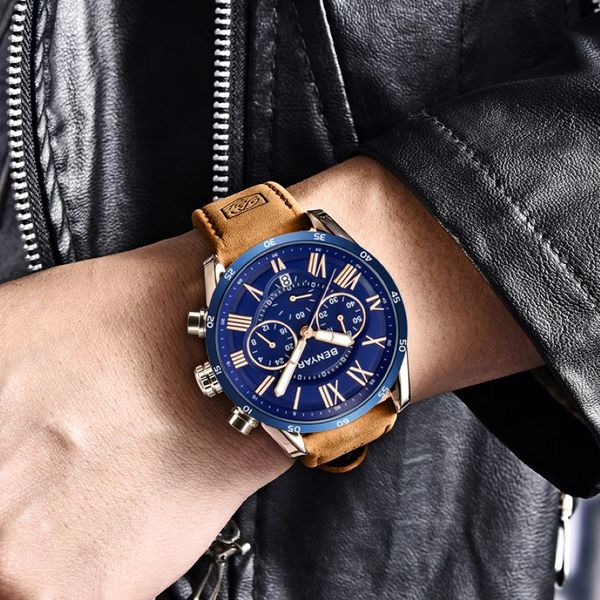 Benyar Fashion Chronograph Sport Mens Watches Top Brand Luxury Waterroproof Military Quart orologio Orologio Relogio Masculino 231D