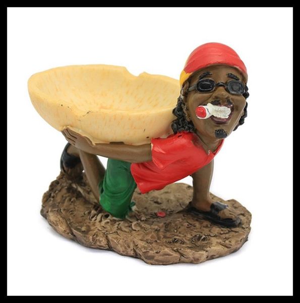 Rasta color giamaicano Man con posacenere di posacenere per posacenere di cenere decorativo di ceneri decorativi tasso di sigarette tavolo arte decorazione per casa decorazioni bara7301575