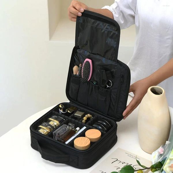 Bolsa de maquiagem de sacos de armazenamento com divisor removível e grande capacidade Oxford for Brow Hairstyling Tools