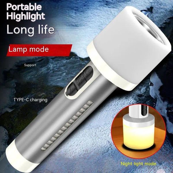 Taschenlampen Taschenlampen LED Dual Light Quelle wiederaufladbare Handheld -Torch 5 Beleuchtungsmodi im Freien für Hauswarncamping im Freien