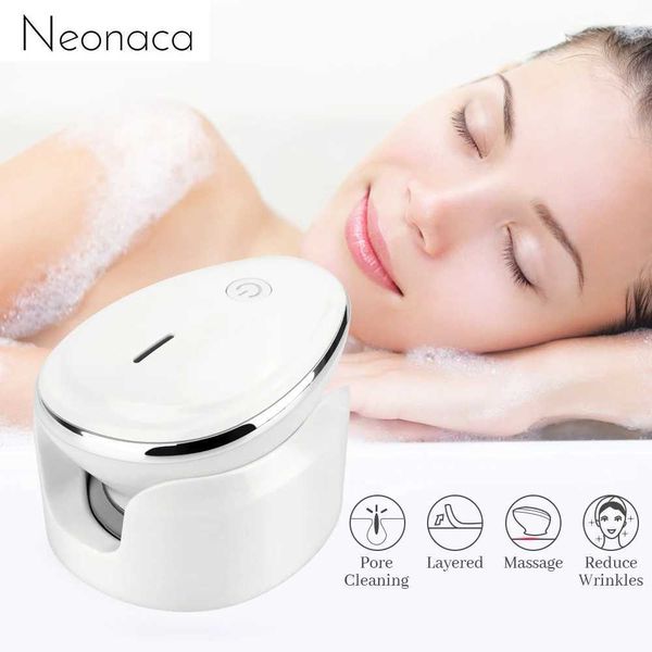 Home Beauty Instrument 2-in-1 Gesichtsreinigung Schallheizung Vibration Tiefes Loch Massage Hauthebexponierung Schönheit Q240508