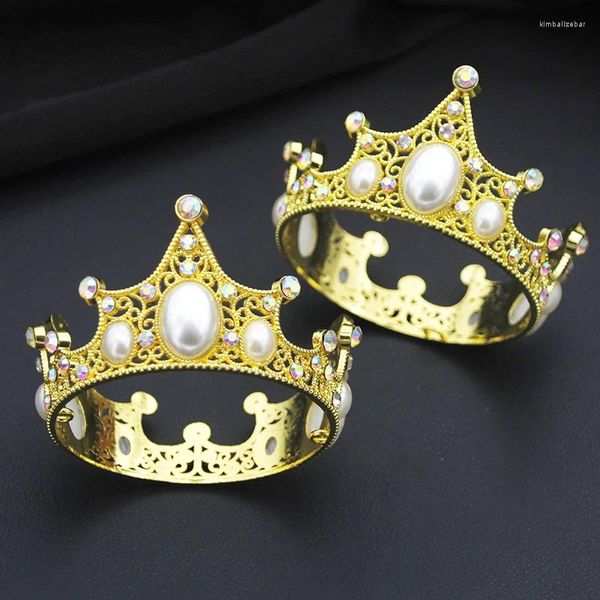 Hair Clips Rhinestones Pearls Pequenas tiaras e coroas para meninas Prom Cake Crown Crown Diadema Jóias de casamento Acessórios