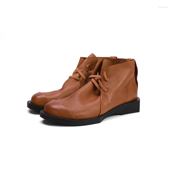 Boots Women Women Genuine Leather Fashion Round Toe Toe Sofes Sapatos de Chave de Covilhão Comprimento do tornozelo Design Inverno