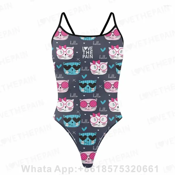 Moda de banho feminina Love The Pain Sexy One Piece Swimsuit Bikini Sports Function Treinamento Competition 2024