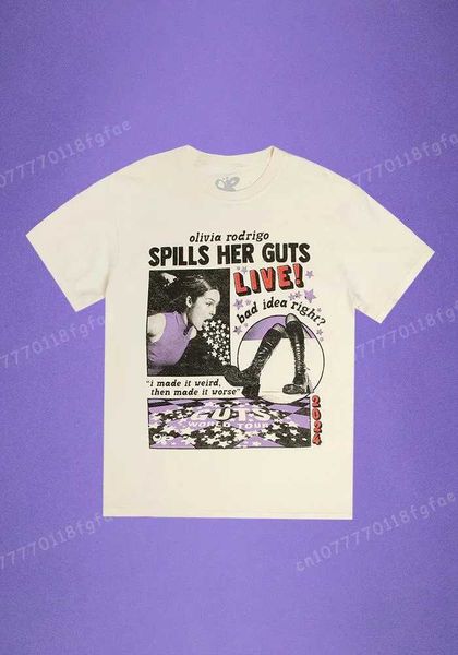 Мужские футболки 2024 или Guts World Tour Футболка в черной футболке Vintage High Quty Luxury Mens Women