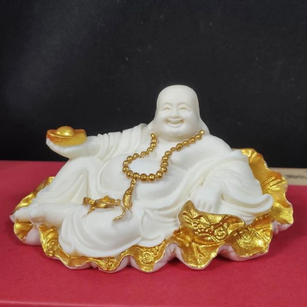 Skulpturen Harz Maitreya Dekorative Figuren kleine Statue Kunst Skulptur Chinesische Buddha Statuen Maskottchen Chinesische charakteristische Figuren