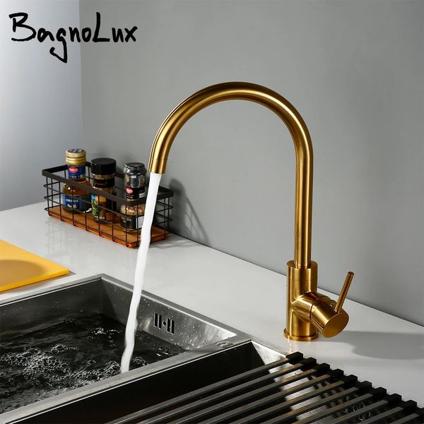 Acciaio inossidabile spazzolato Old Oro Oro Single Hole Single Cold and Dete Monted Kitchen Lavel Faucet 240508