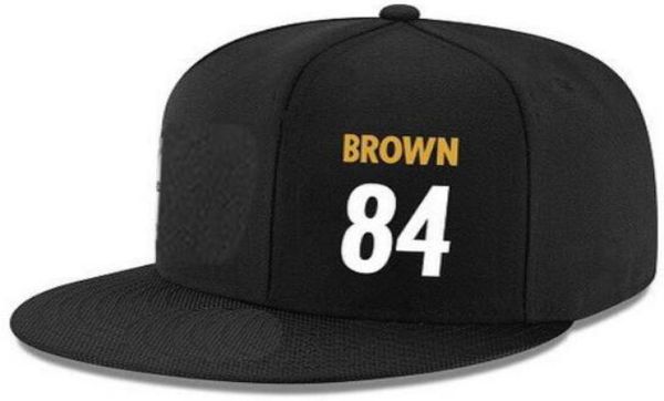 HATS SNAPBACK Custom qualquer nome de jogador número 86 ala 84 Brown Pittsburgh Hat personalizado Todos os tampas da equipe aceitam fazer bordado plano3033503