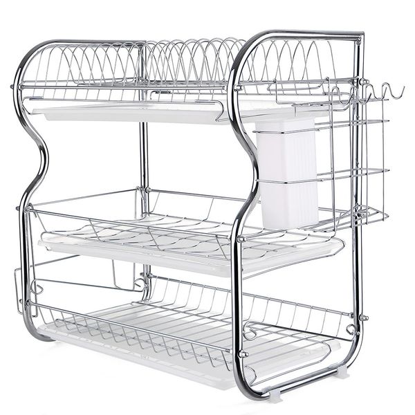 Multifuncional 3tier Dish Rack Kitchen Supplies Storage Drening com Costicksknivescutting titular 240422