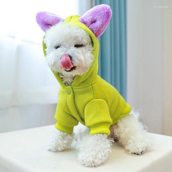 Vestuário para cães roupas de gato de estimação de gato de inverno moletons de veludo quente filhote de cachorro de cachorro verde monstro