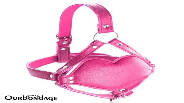 Bondage Ourbondage 2 Color PU Leather Cink Dildo Gag Maschetto Mumolo Cablaggio Testa Restringe giocattoli sessuali per uomini donne Coppie 7842459