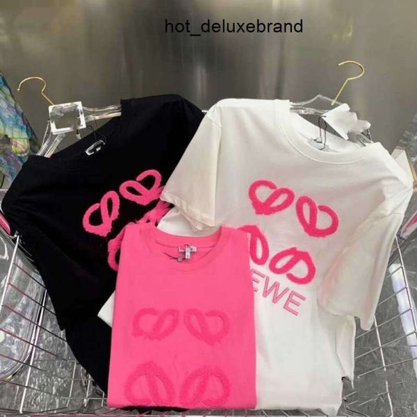 prada balmain burberry celine chanel miu miu loewe gucci fendi Вы Damen Lowee Modes Handtuch Stickerei Brief Grafische Tee Designerin T -Shirt Frauen Schwarz weiß Tricolor Kurzärä