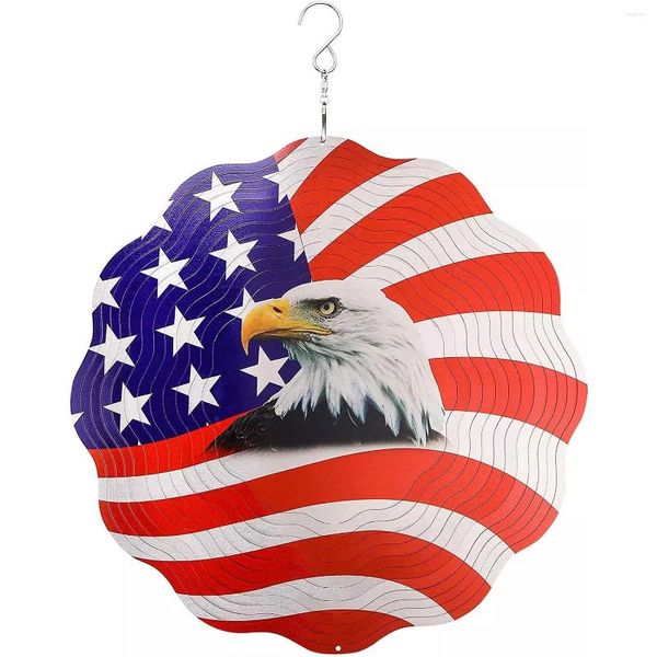 Figurine decorative Indipendenza Giornata del vento Specchio di Chime Metal Patriotic Sculptur Spinner Memorial Chimes Impiccome