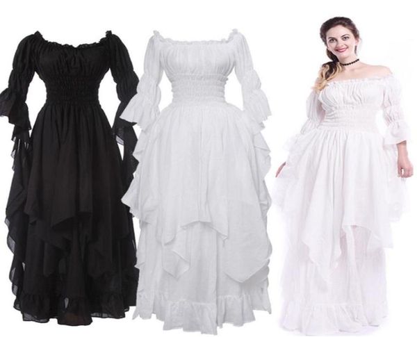 Vestido medieval vitoriano vintage Renascença vestido gótico preto Mulheres Cosplay Halloween Costume do baile de príorne