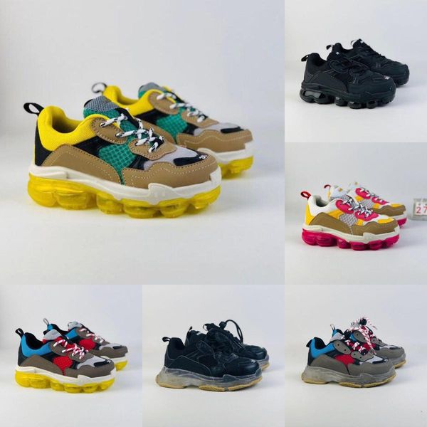 Scarpe per bambini triple s bambini bambini in età prescolare per bambini per il designer atletico sneakers famoso marca di allenatori casual per bambini tod chaussures nero giallo bambino esterno scarpa