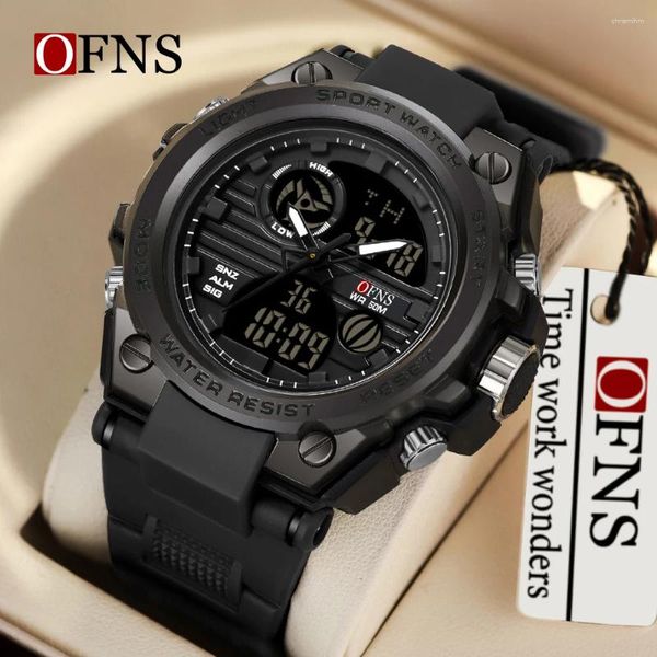 Orologi da polso Ofns Brand Style Men Watch digitale Orologi militari Sports Orologi Dual display Waterproof Electronic Owatch Relogio Masculino S739