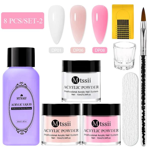 Unhas acrílico em pó e monômero líquido Nails Decoração de arte para manicure kit kit de cristal brilho de unhas 3D Dicas de escultura 240509