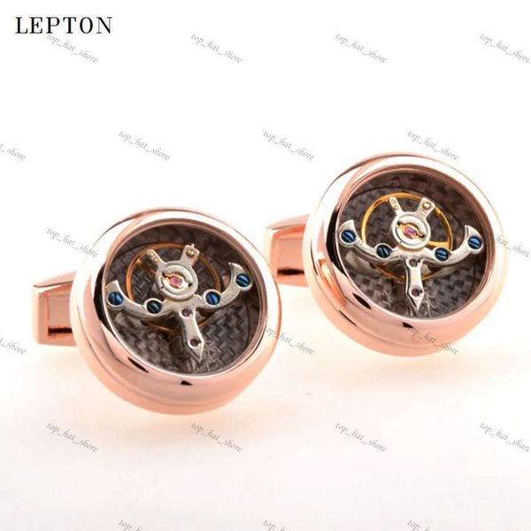 Lepton Hot Sale Movement Tourbillon Cufflinks para homens Lepton High Quality Watch Mechanical Watch Steampunk Gear Links RELOJES GEMELOS 325