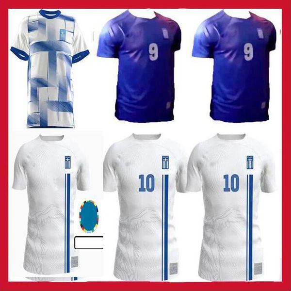 24 25 Jerseys de futebol da Grécia Home 2024 Patches 2025 Seleção de futebol branca Seleção nacional Fortounis Giakoumakis Mavropanos Tsimikas Fan Uniform Men's Uniform