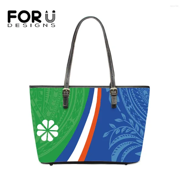 Bolsas de ombro Forudesigns Bolsa de luxo Bandeira feminina Kwajalein e Tribo Polinésia Imprimir PU PU feminino Saco de bolsa de primeira mão