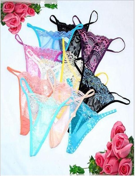 Sexy Spitzenunterwäsche billig auf g String Thongs Höschen T zurück Dessous Frauen Lady Multicoly Floral Peen Bikini Slip Ship 9285505