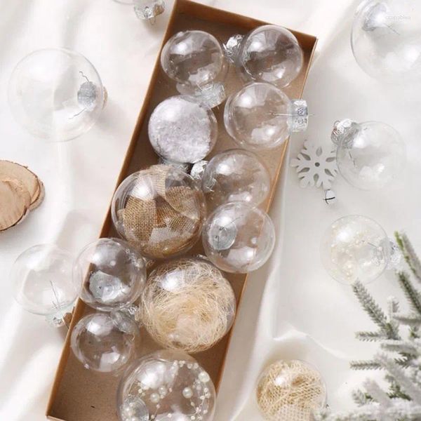 Decorazioni per feste trasparenti palle di albero di Natale decorazioni 12pcs/scatola di plastica di plastica decorazioni per ornamenti per ornamenti per casa da esterno navigad