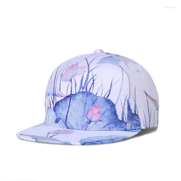 Ballkappen hochwertiger Lotus Blatt 3D Druck Hip Hop -Kappe Männer Frauen Snapback Baumwolle Gorros