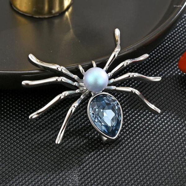 Broschen Mode Rassonstone Spinnen Brosche Retro Insektenkristallanzug Lappelkleider Schalschnalle Schmuck Accessoires für Männer und Frauen