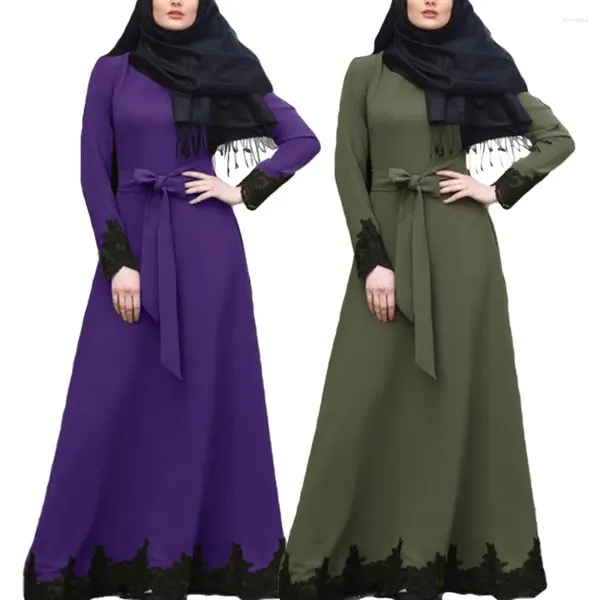 Abbigliamento etnico Donne musulmane Mlassa lunga Abaya Maxi Abito Kaftan Arabo Islam Dubai Cocktail Robe Elegante Patchwork Abito Patchwork Fashion