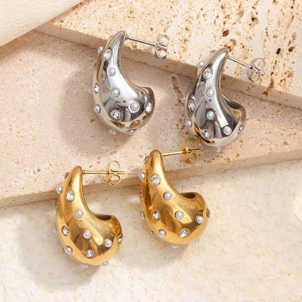 Dangle Ohrringe weiße Perle für Frauen unregelmäßige Ellipse Ohrring Frauen Edelstahl Hochwertige Schmuck Hochzeitsgeschenk Freundin Freundin
