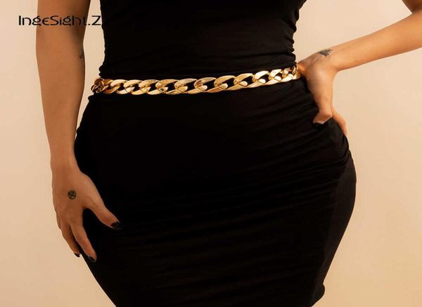 Ingeightz Punk Punk Plastica Pestre spesse spesse Miami Curb Chain Gody Women Gold Colore Gold Clack Sexy Welly Chain Belt Believe P086595692