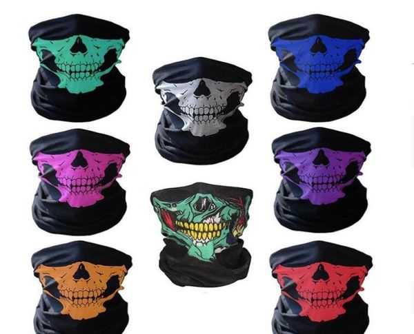 Unisex Halloween Cosplay Fahrrad Ski Schädel halbe Gesichtsmaske Ghost Schal Bandana Halswärmer Party Stirnband Magie Turban Balaclava GD1306884