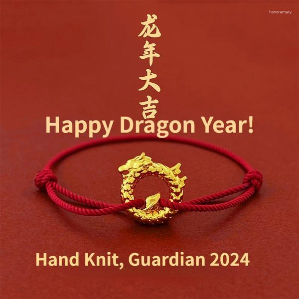 Bracelets de charme em estilo chinês ano de tecido manual da mão de corda vermelha do dragão significa paz e felicidade