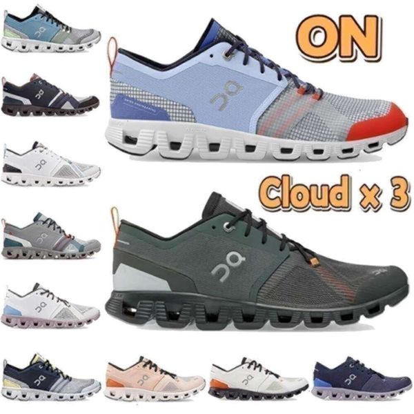 Scarpe top di qualità 0n cloud x 3 turno bianco nero nero niagara piombo inchiostro inchiostro ciliegia glacier in lega rossa rossa her0n nuvole cornice in avorio uomini