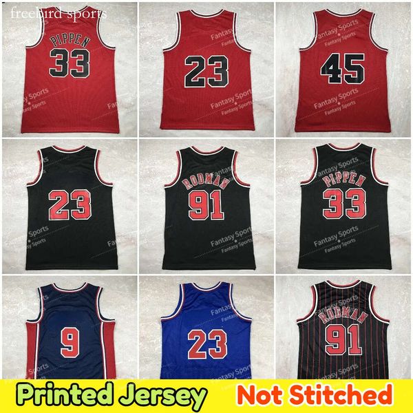 USA 1992 Team 9 Retro-Basketball-Trikot Dennis Rodman 33 Pippen Red White 1997-98 1984-85 Herrendruckversion Jersey Hot-Pressing