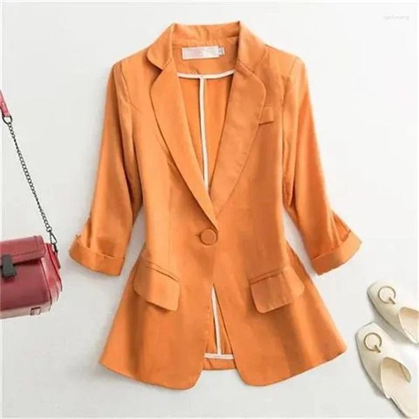 Damenanzüge dünne Anzug Jacke 2024 Frühlingssommer Tops Koreanische Mode Slim Fit Leisure Kurzarm Office Lady Blazer Outwear Outwear