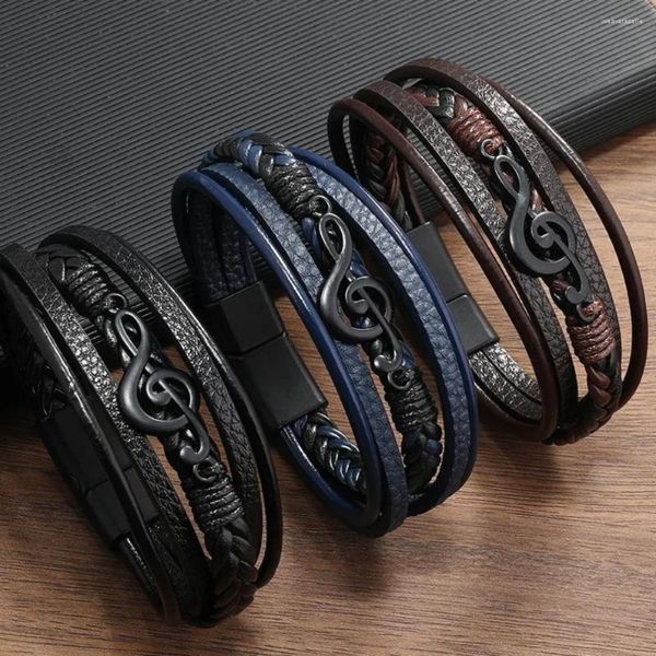 Bracelets de charme retro criativo masculino masculino de pulseira masculina jóias de fivela de fivela magnética de várias camadas múltiplas