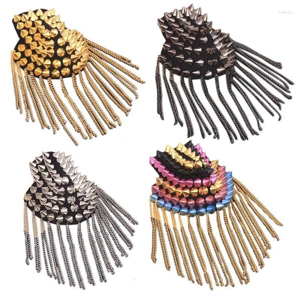 Broches ombreiras com franjas Epaulet Boards Tassels Jewelry Chain Punk